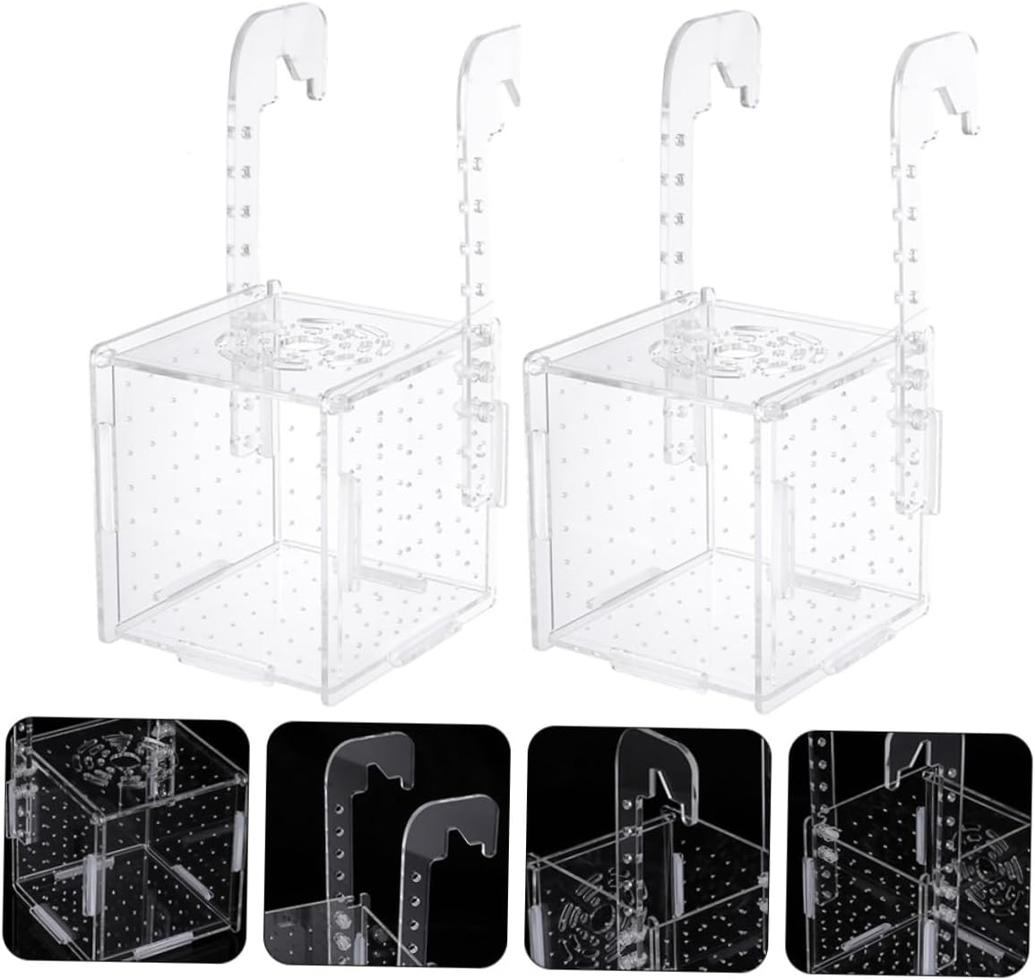 HANABASS 2pcs Acrylic Fish Tank Breeding Isolation Safe Fish Incubator for and Shrimp Easy to Clean Convenient for Aquarium Use