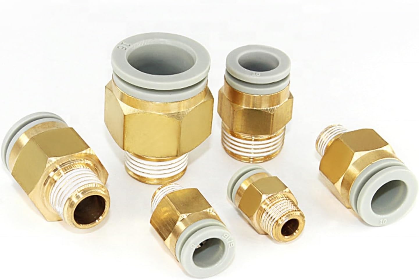 KQ2H-04/06/08/10 Brass BSPT Male Thread Pneumatic Quick Coupler Quick Coupler Air Hose Straight Connector 10Pcs(KQ2H12-03AS)
