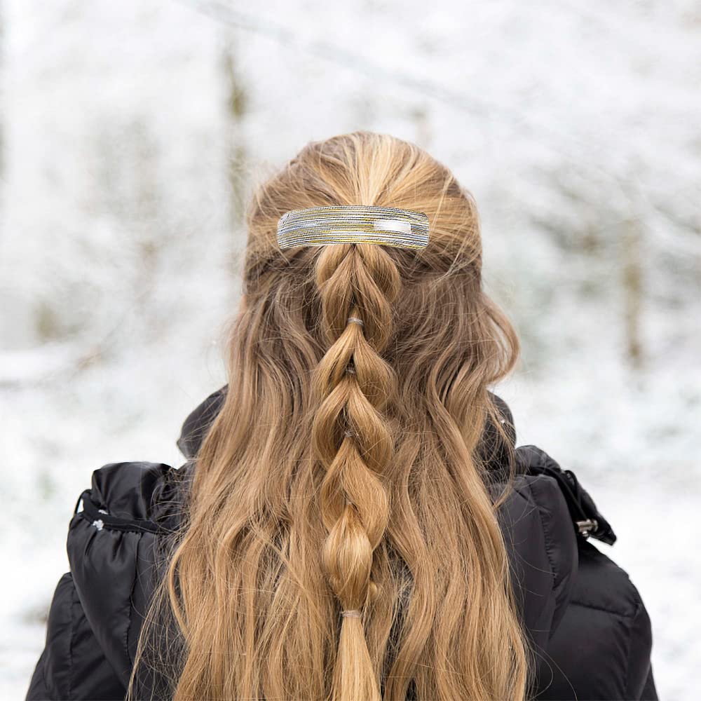 6 Pieces Retro Acrylic Hair Barrettes for Women, Gold Thread Stripes Large French Automatic Hair Barrettesfor Girl and Hair Barrettes for thick Hair, 6 Colors hair clip - Image 4