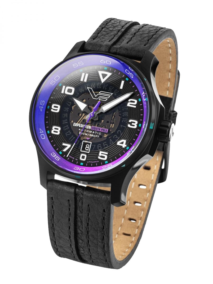 Vostok EuropeExpedition South Pole Men's Watch Automatic with Leather Strap 20 ATM Date 592C760, Strap.