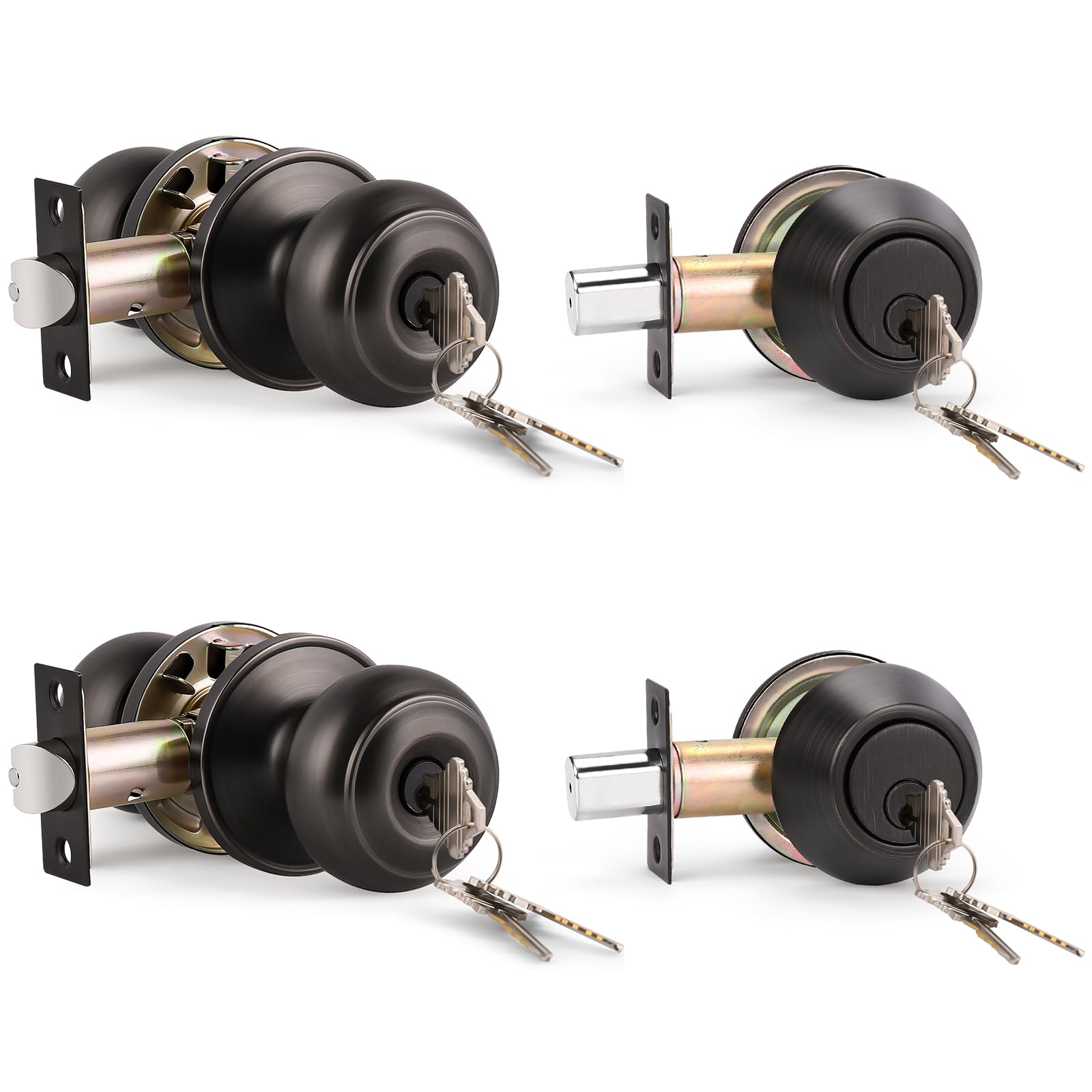 KNOBWELL Matte Black Door Knobs - Keyed Entry Set -11