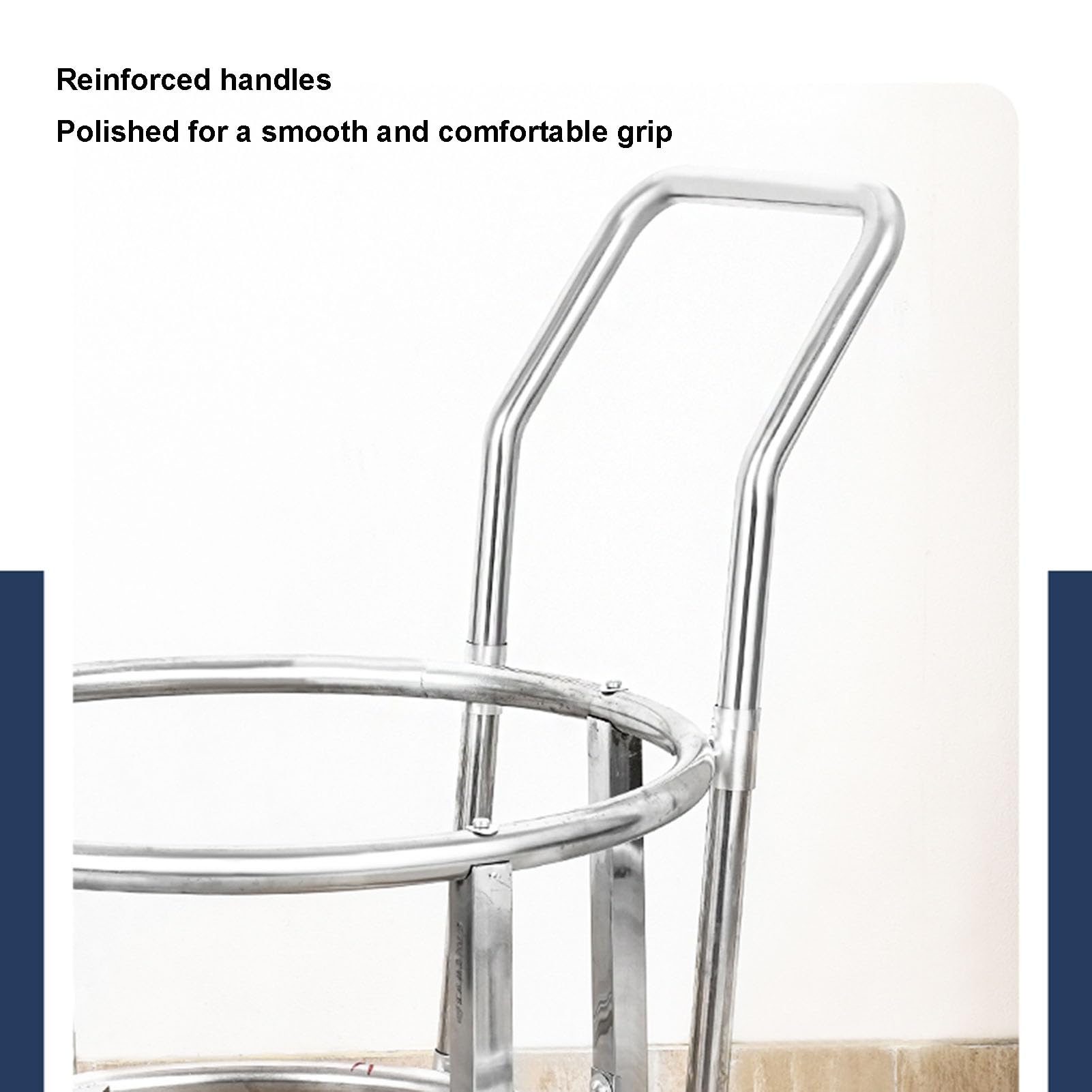 Carrello portapentole in Acciaio Inox con Ruote, Carrello Mobile per pentole da zuppa, Carrello Robusto per fusti da Cucina o vasi da Fiori, Design antiribaltamento