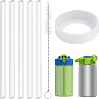 Replacement Straws Compatible with Zak Kids Water Bottle-15.5oz and 16 oz Zak Kids Cup Include 5 BPA-FREE Straws and 1 Straw Cleaning Brush and 1 Silicone Boot(15.5/16OZ)