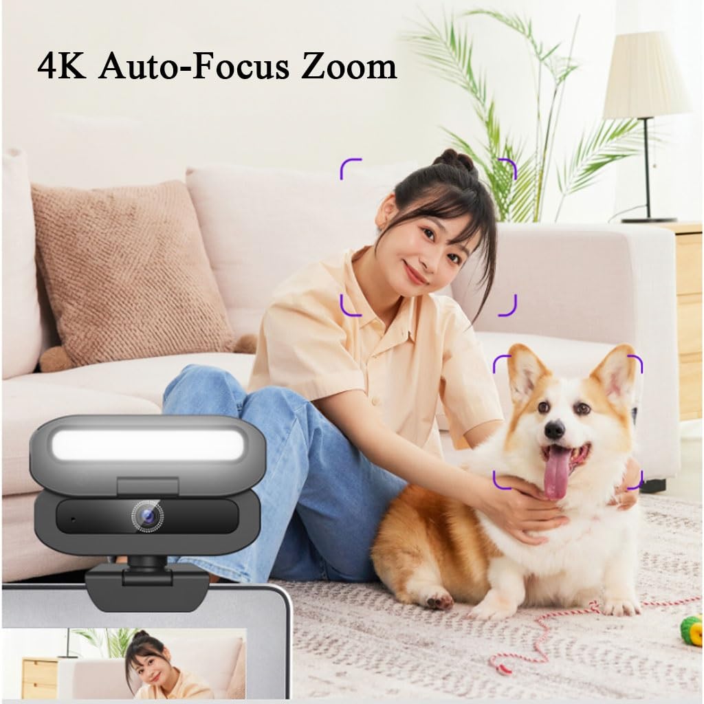 Kamera Internetowa USB Z Mikrofonami Z Redukcją Szumów,Kamera Internetowas HD Do Transmisji Strumieniowej, Autofokus, Kamera USB Typu Plug And Play Do Rozmów Online(4K)