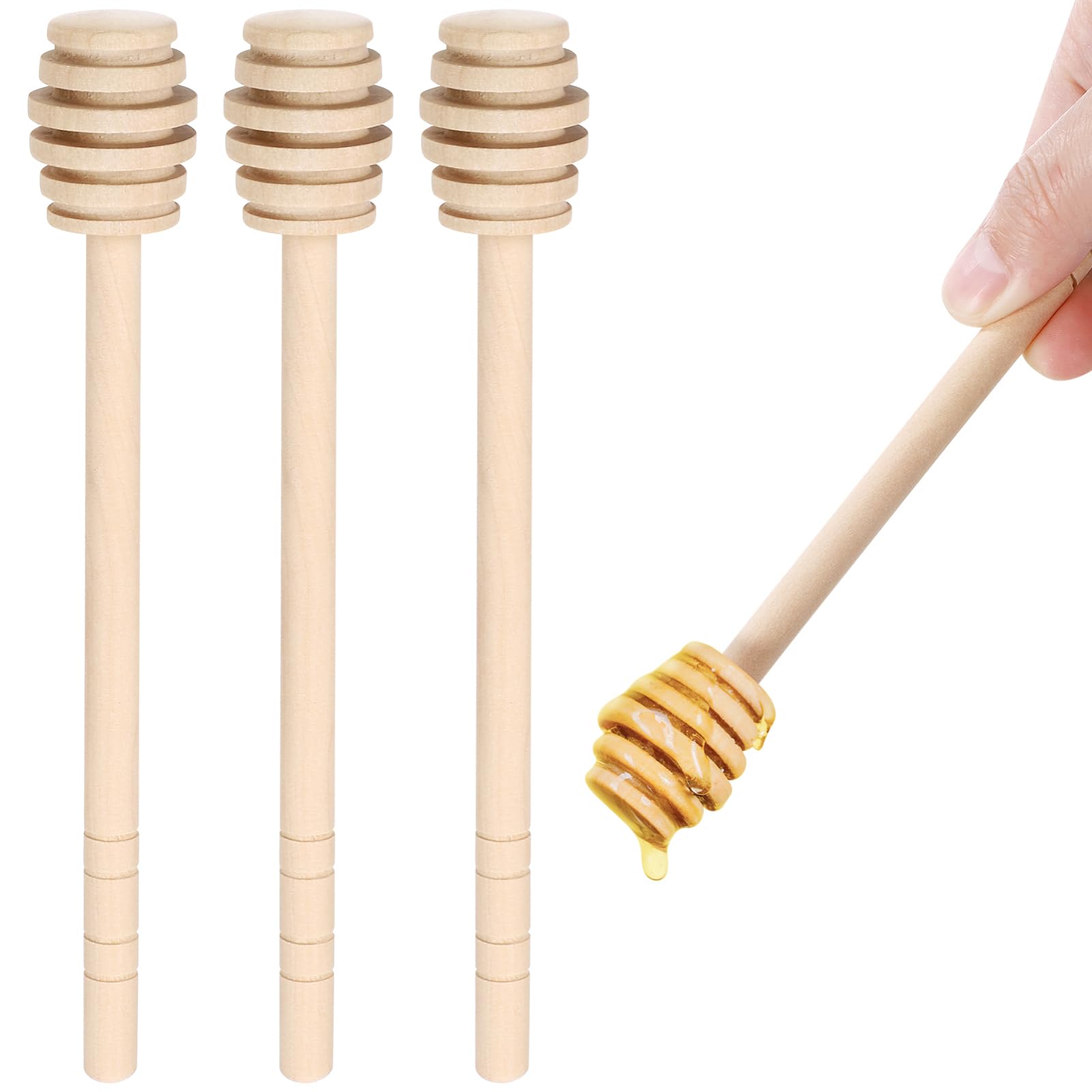 ABOOFAN 3Pcs Wooden Honey Dipper Sticks Stirring Sticks for for Mixing Honey Jam and Milk Tea Elegant Design for Wedding
