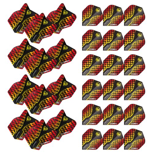 Winmau Prism Zeta Black, Yellow & Red Dart Flights - 10 Sets per Pack (30 Dart Flights in Total)
