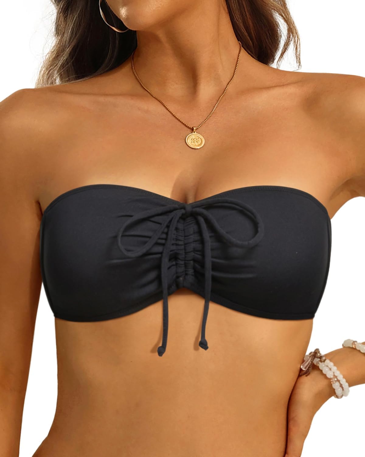 Tempt Me Women Bandeau Bikini Top Strapless Swim Tops Tube Halter Swimsuit Top Only