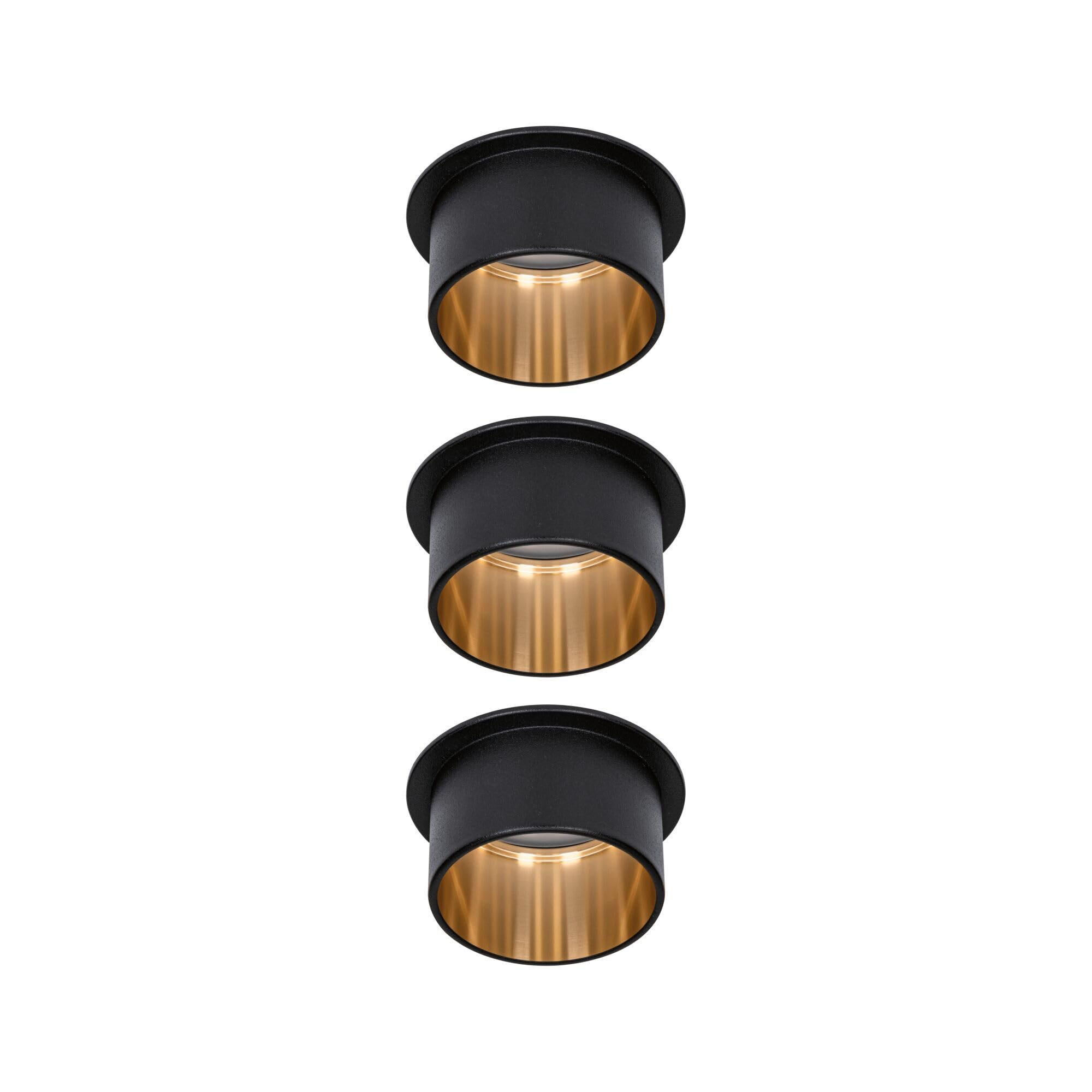 Paulmann Gil 93379 - Faretto da incasso a LED a 3 step-Dim rotondo, 3 x 6 Watt, dimmerabile, colore nero opaco, oro, faretto da incasso in alluminio, 2700 K Coin