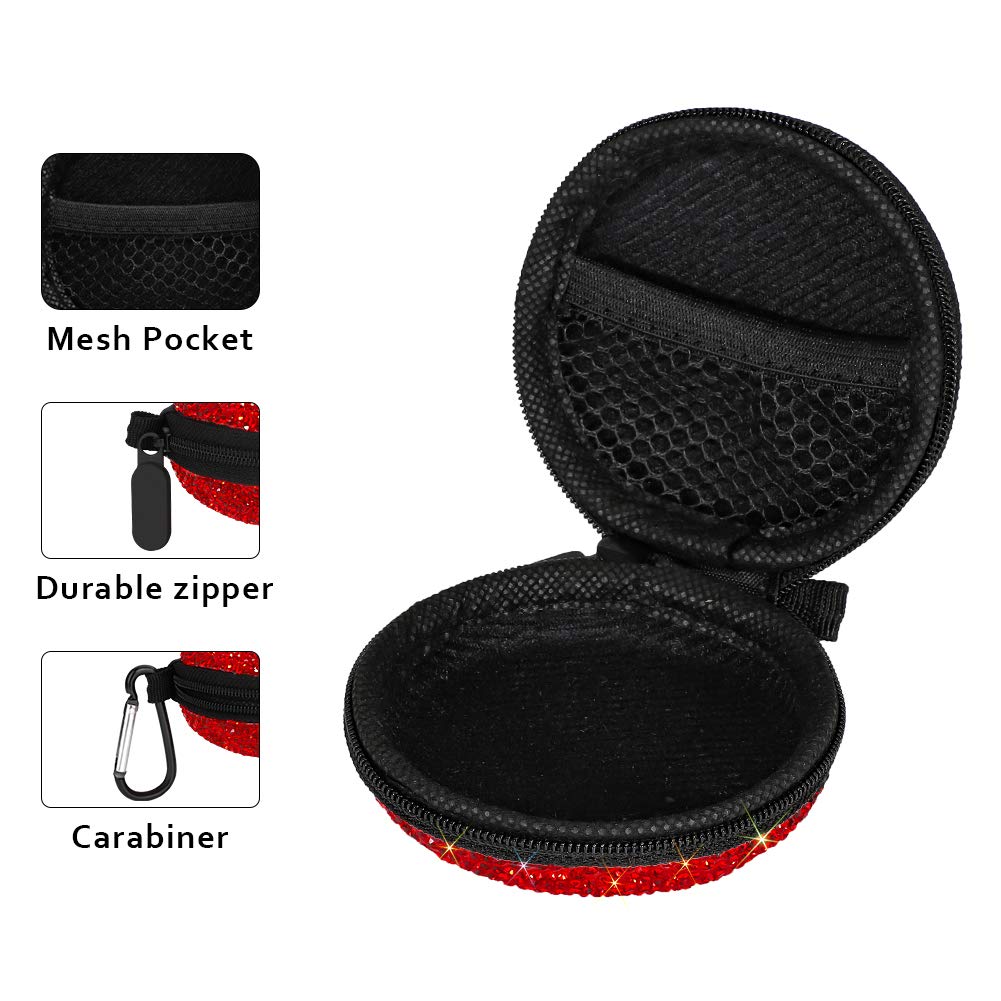 SAVORI - Funda para auriculares (tamaño pequeño), diseño de diamantes de imitación, color rojo