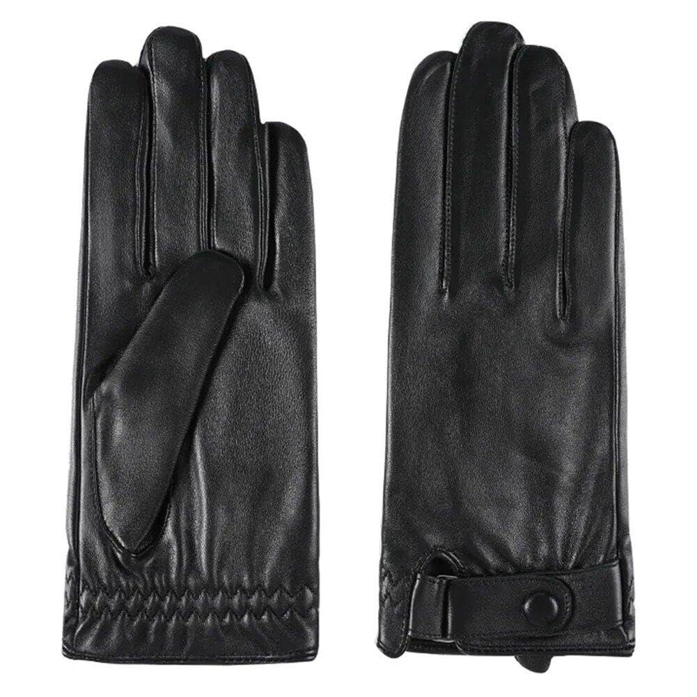 Guantes de piel de oveja para conducción y ciclismo urbano en invierno
