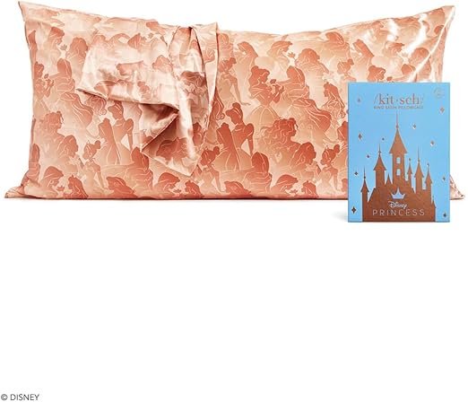 Kitsch x Disney Princess Satin Pillowcase, Softer Than Silk Pillow Cases King, Cooling Pillow Covers, Satin Pillowcase with Zipper for Hair, Skin & Quality Sleep, Wrinkle-Free & Smooth, 19"x36"