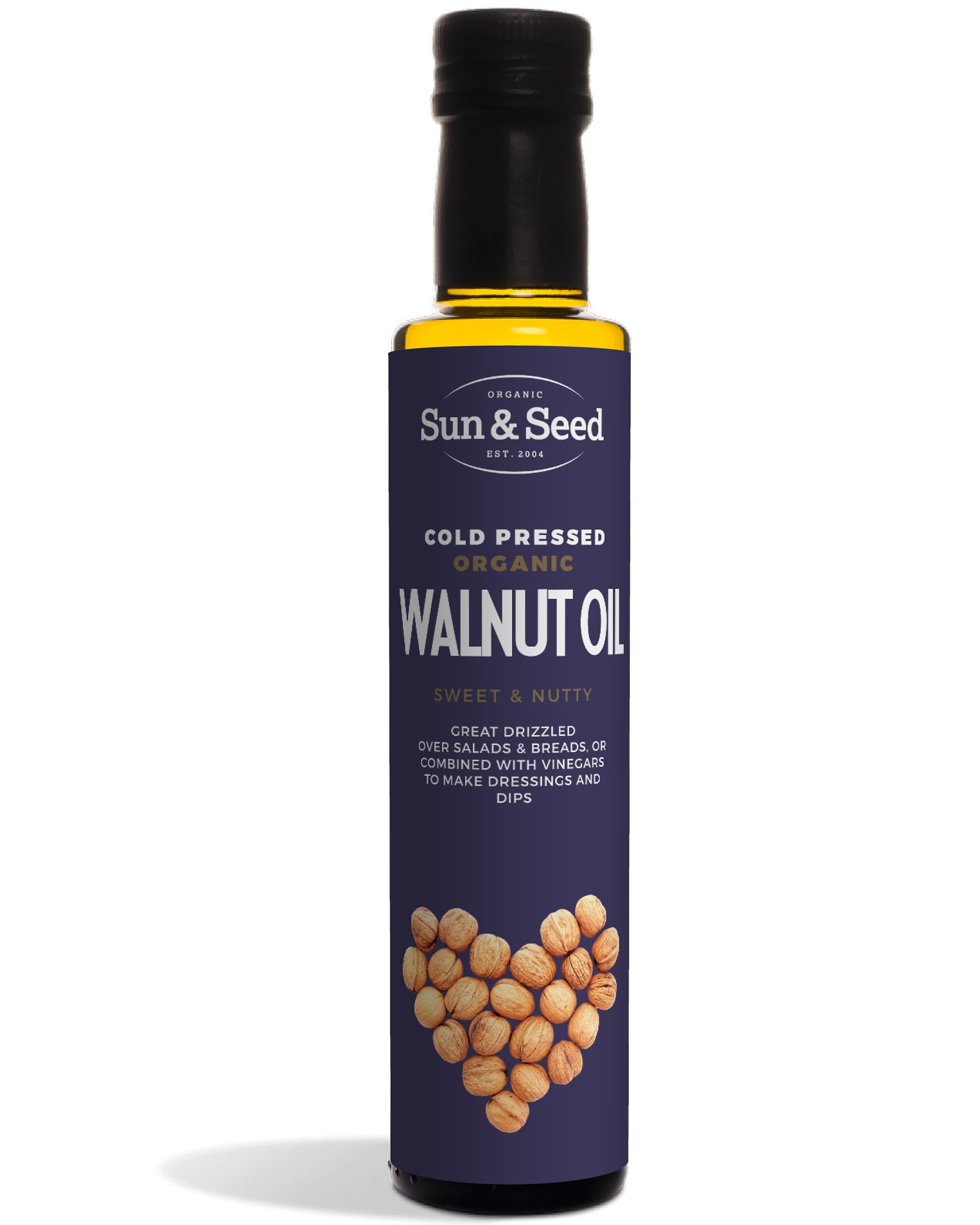 Walnut Oil by Sun & Seed | Organic & Cold Pressed | Made from 100% European Walnuts | 250ml