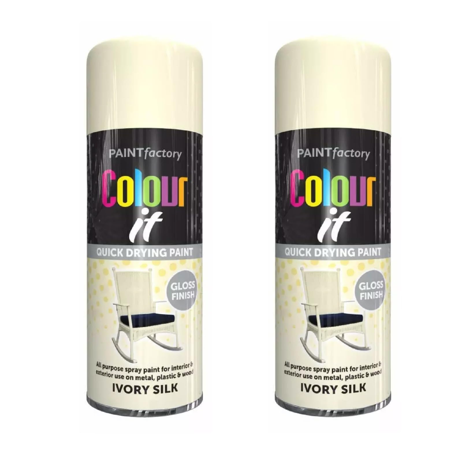 PNJB Ivory Silk Spray Paint, Quick Drying Spray, Excellent Coverage for Metal, Wood, Plastic, Aerosol Spray, Lightweight and Portable,400ml (2PCS)