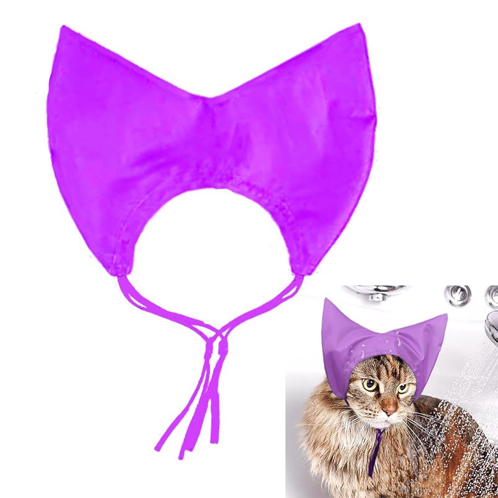 Image secondaire de Zeizafa Bonnet de bain imperméable pour chats de différentes tailles - Confortable - Protection des oreilles pour animaux domest