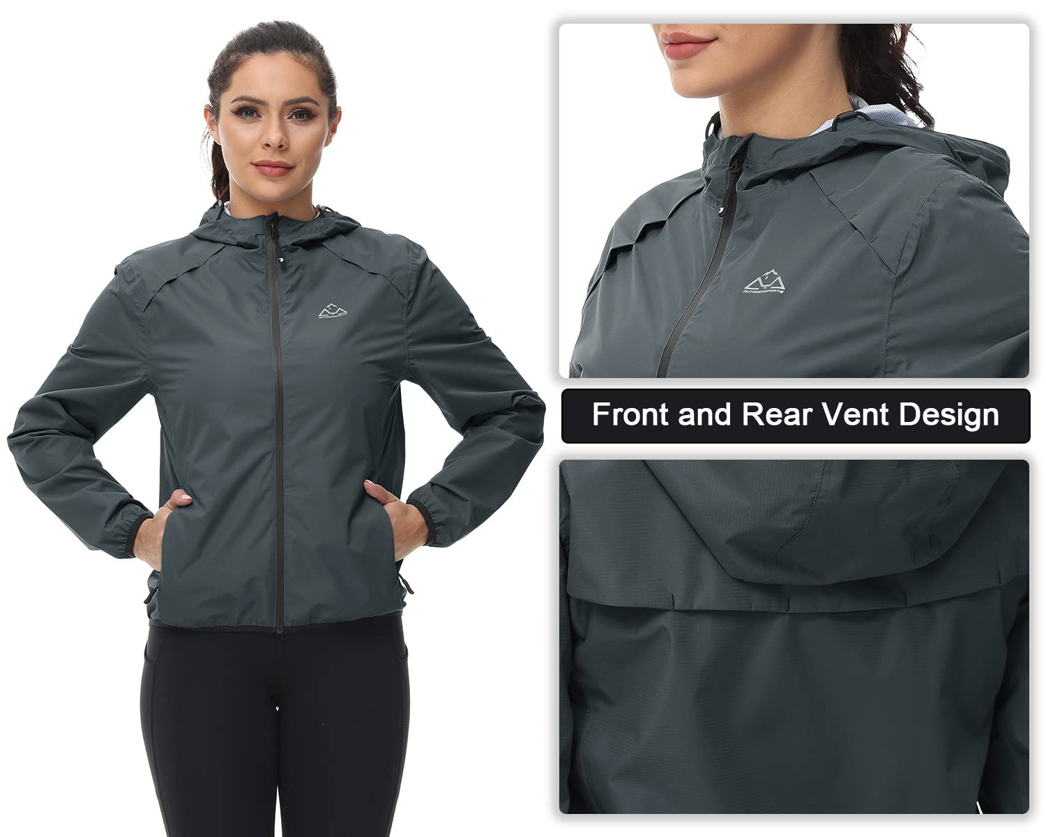 donhobo Giacca impermeabile da donna, leggera, impermeabile, antivento, traspirante, per le mezze stagioni, impermeabile, con cappuccio