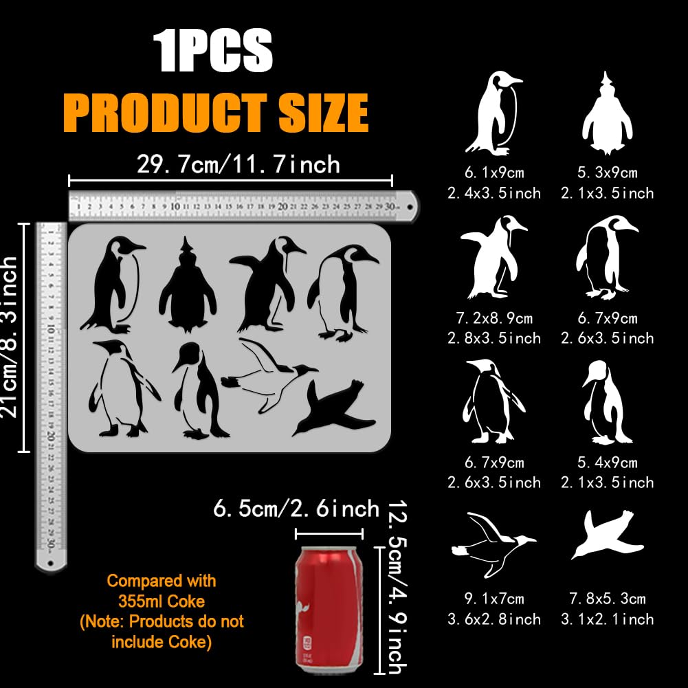 Amazon.com: FINGERINSPIRE Eight Penguins Large Stencil 8.3x11