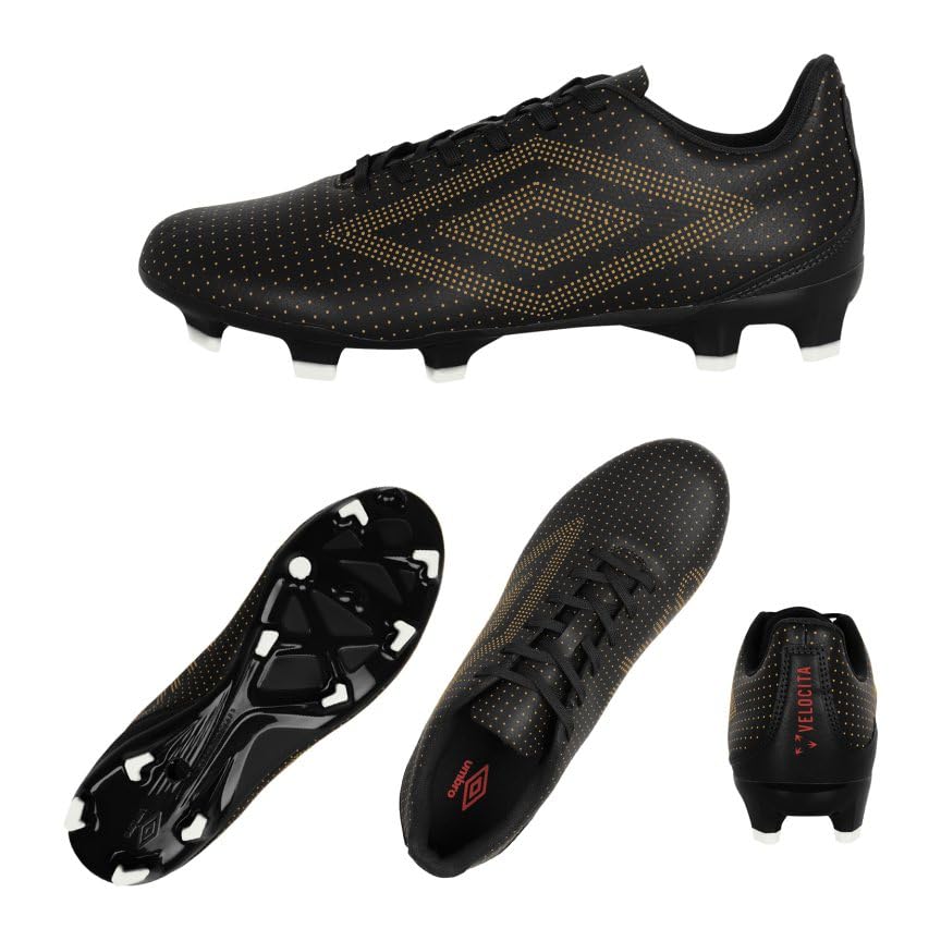 Umbro Men's Velocita Matrix League FG Soccer Cleat, Black/Gold/Red, 9