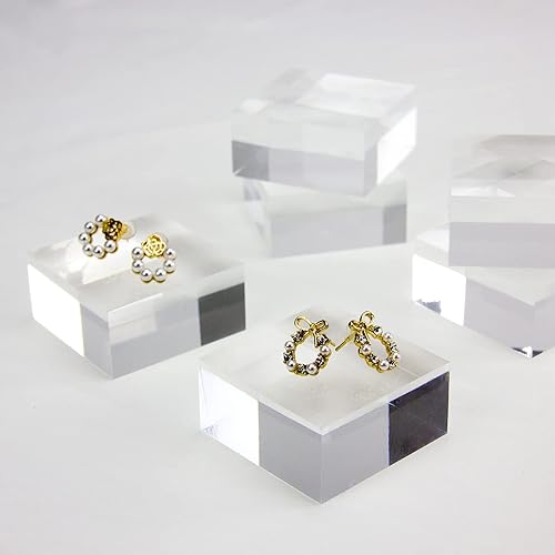 Miniatura 2 de Kcgani Soportes de exhibición de acrílico transparente, pedestal cuadrado cuadrado de acrílico sólido geométrico, soporte organizador de escaparate