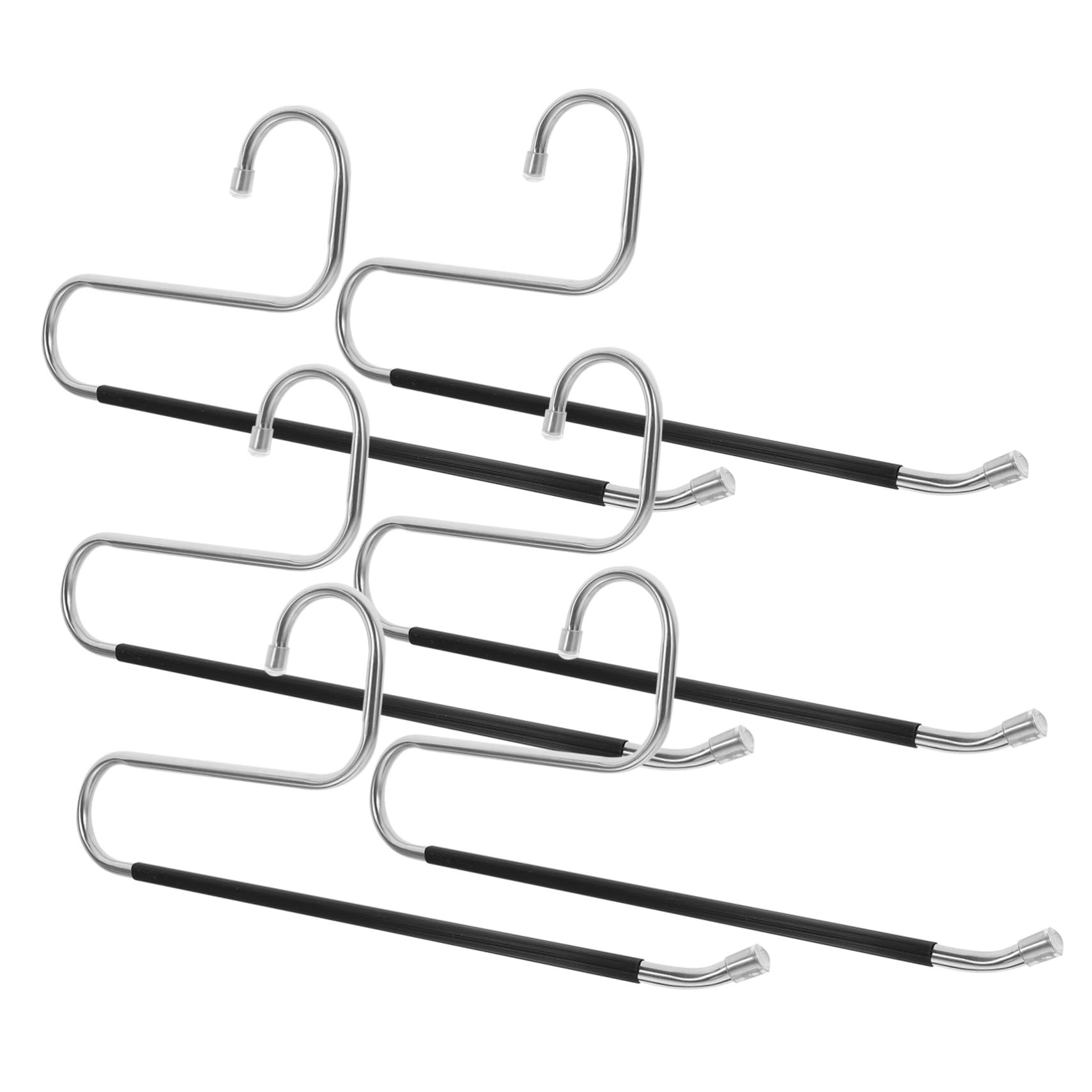 Happyyami 6Pcs Trouser Hangers Space Saving Non Slip Pants Organizer for Closet Open Ended Design for Easy Access Versatile Scarf and Jeans Storage Material