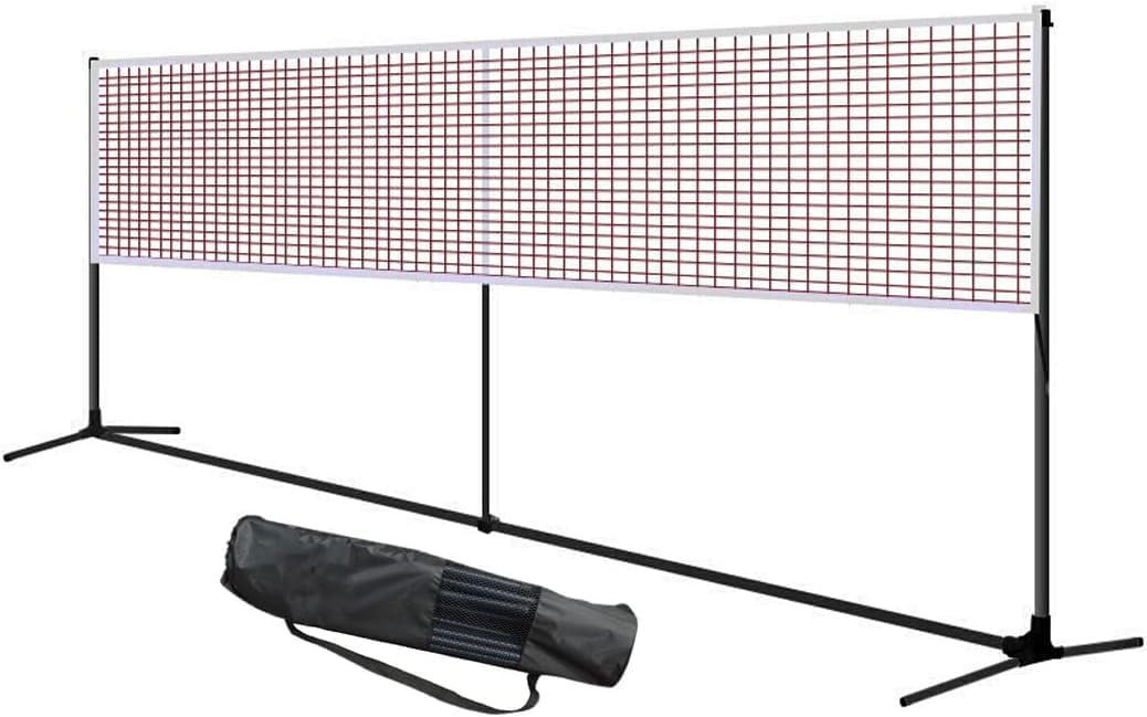 WJW バドミントン ネット、スタンド付きポータブルバドミントンネット、折りたたみ式バレーボールテニスビーチ/屋内コート、裏庭、屋外