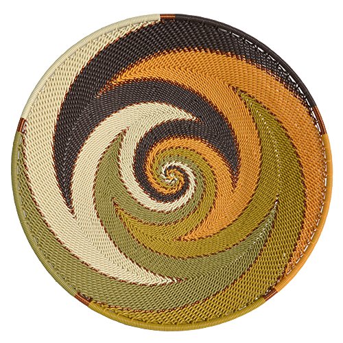 Bridge for Africa Fair Trade Zulu Telephone Wire 8-inch Platter Basket, African Earth