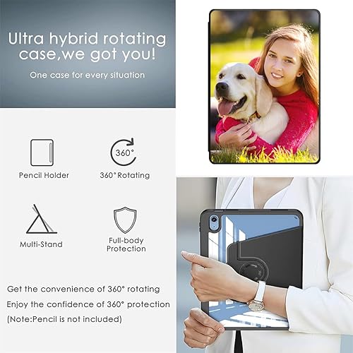 Miniatura 7 de Funda protectora personalizada con soporte giratorio de 360 grados con logotipo y foto con parte trasera transparente y reposo inteligenteencendido