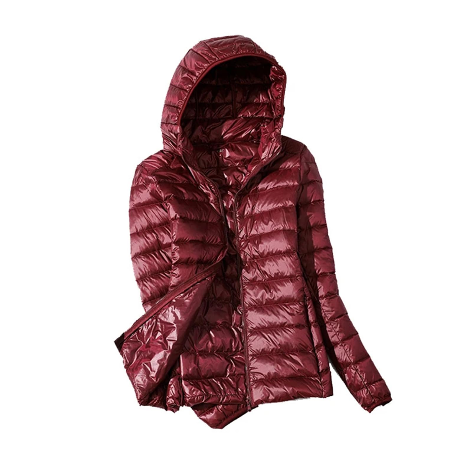 Chaqueta De Plumón De Pato Ligera Para Mujer - Abrigo De Plumas Con Capucha De Invierno Cálido, Tela Acolchada Para Mujer Para Niñas