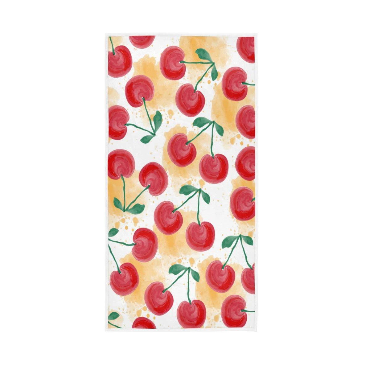 HUYGD Fresh Watercolor Cherries Hand Towels Soft Bath Towel for Bathroom Hotel Gym Spa 30"x15"