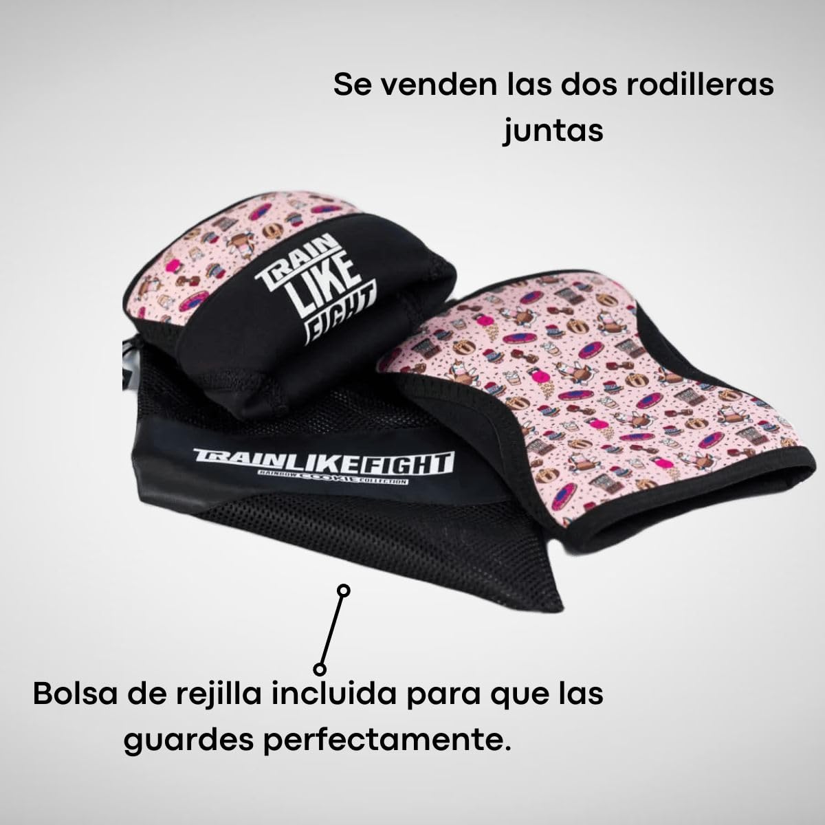 TRAINLIKEFIGHT Rodilleras Rainbow Cookie Attitude (X-Small, soft pink)
