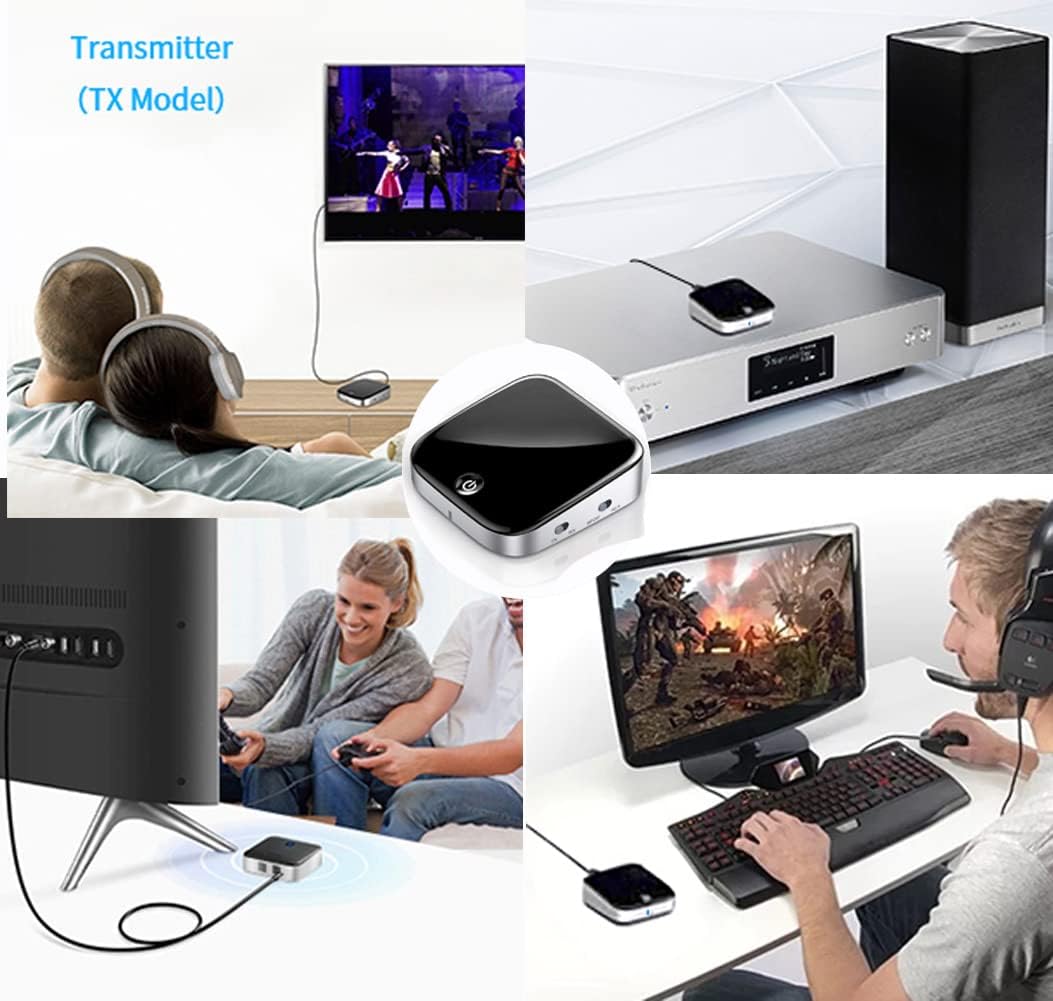 Musun Bluetooth Transmitter, V5.0 Bluetooth Transmitter Receiver for Audio, 2-in1 Bluetooth Adapter for TV/PC/MP3 Player/Home Theater/Switch, Low Latency, Pairs 2 Devices Simultaneously, silver black : Electronics