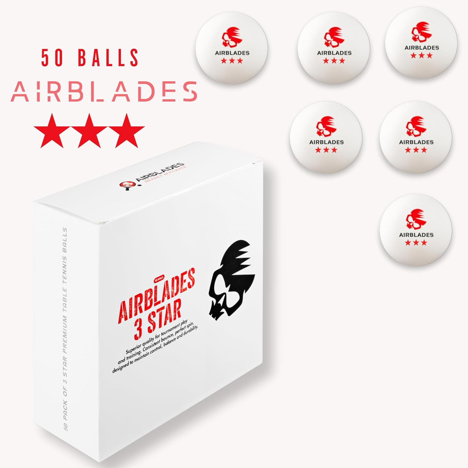 3 Star Ping Pong Balls | High Performance, Table Tennis Balls for Tournament Play & Training | Advanced ABS Plastic | Regulation Standard Ping Pong Balls | 50 Pack