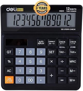 Deli Hesap Makinesi 12 digit Siyah