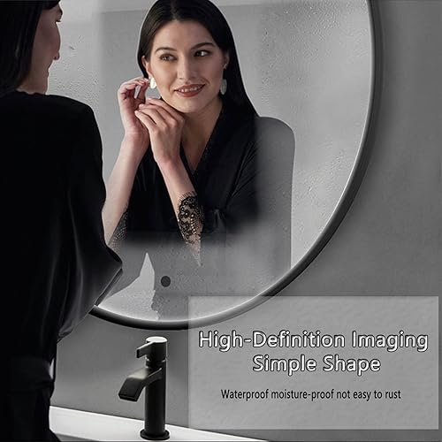 Miniatura 4 de Decorative Mirrors for Wall, Circle Ceiling Mounted Mirror, Floating Bathroom Vanity Hanging Mirror with Black Metal Frame and Boom - Round,