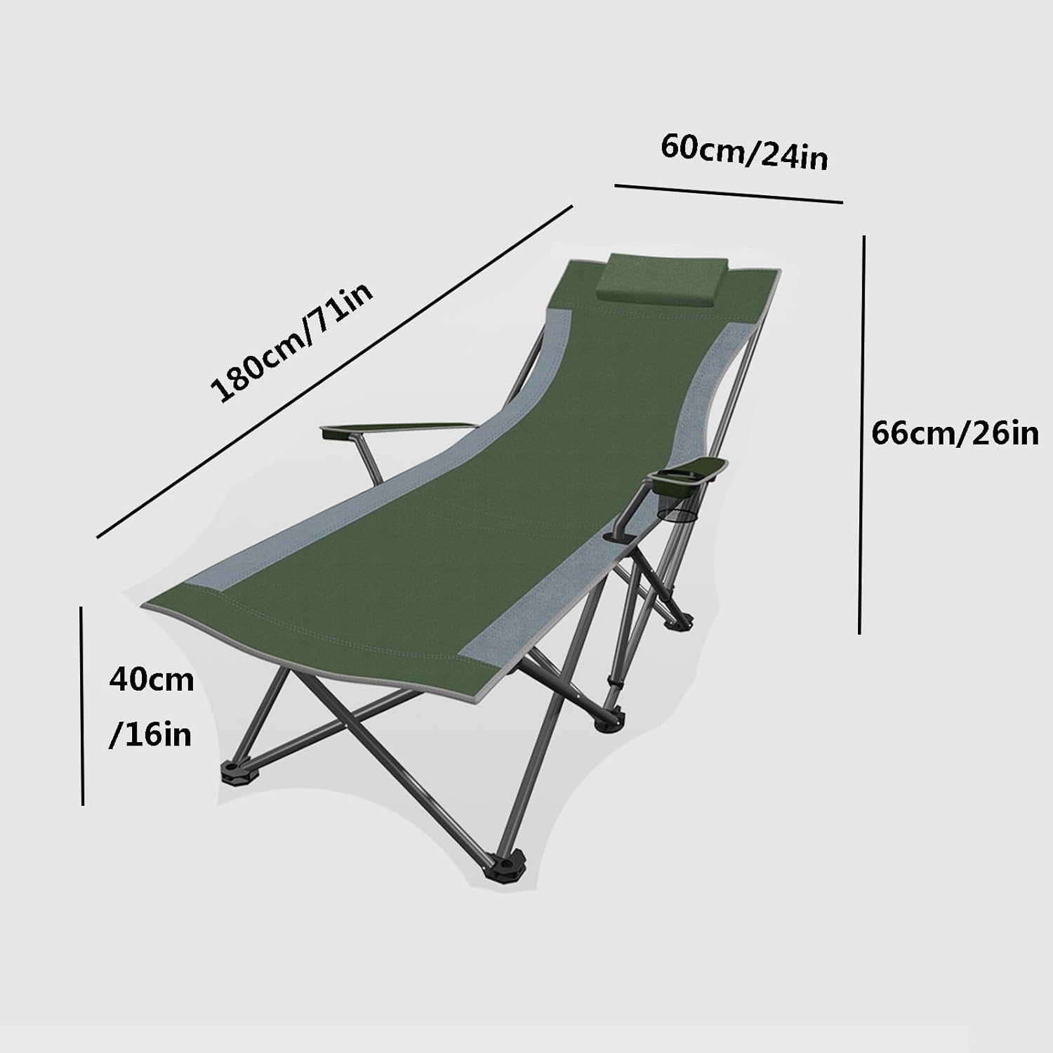 ZIRIA Outdoor Foldable Simple Camping Lounge Chair, Multifunctional Office Single Lunch Break Lounge Chair, Portable Garden Leisure Lounge Chair, Reinforced Bracket, Turning Over Without Noise