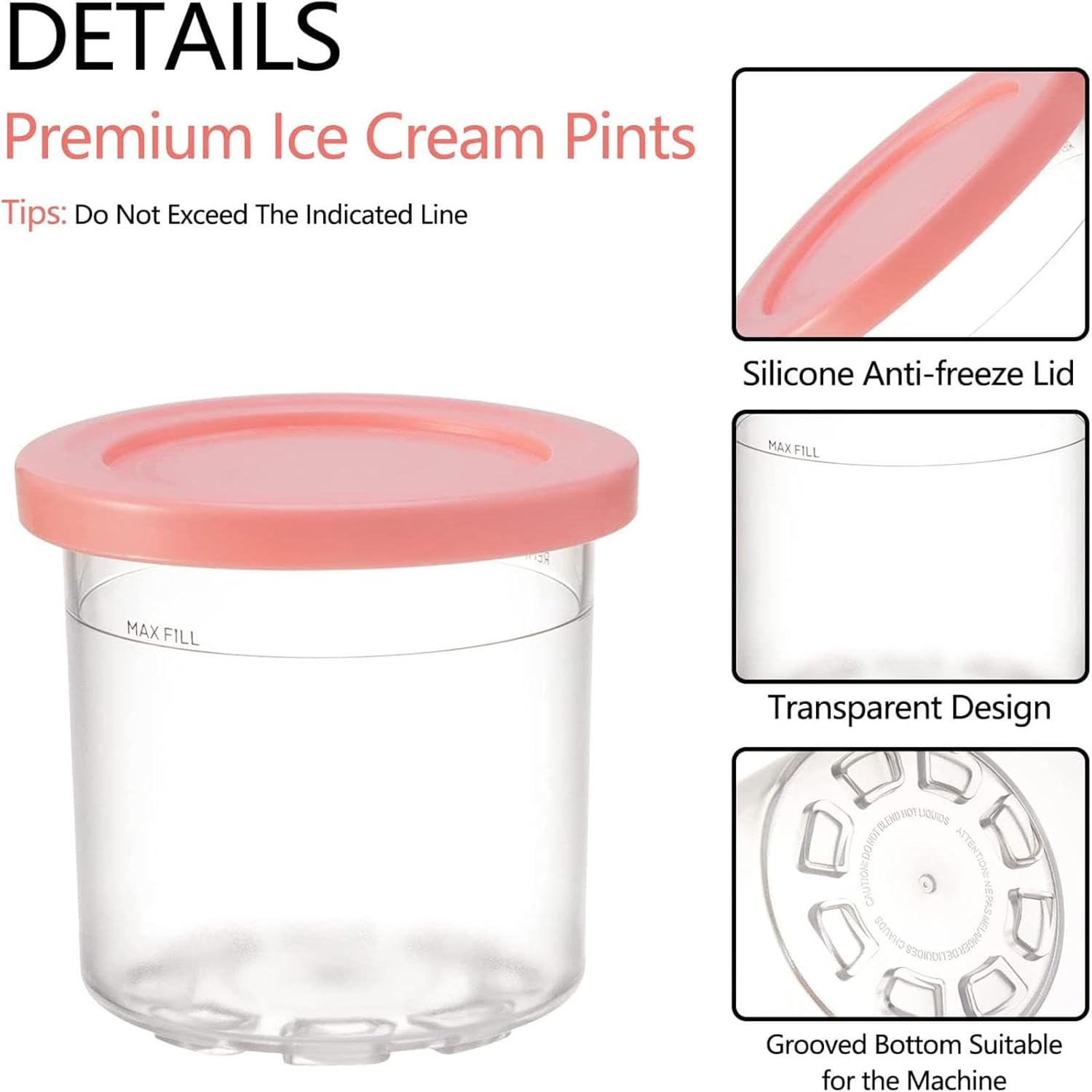 2/4/6PCS Creami Pints and Lids, for Creami Pints Lids,16 OZ Ice Cream Pints Cup Bpa-Free,Dishwasher Safe Compatible NC301 NC300 NC299AMZ Series Ice Cream Maker,Gray+Blue-2PCS (Pink+green 2PCS)