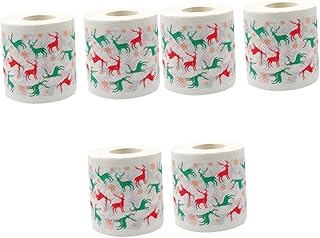 Luxshiny 6 Rolos De Papel Impresso Rolo Feliz Natal Papéis Toliet Decorações De Papel Higiênico De Natal Papel Higiênico Papel De Banho Guardanapos Coloridos Volumes De Papel Higiênico De