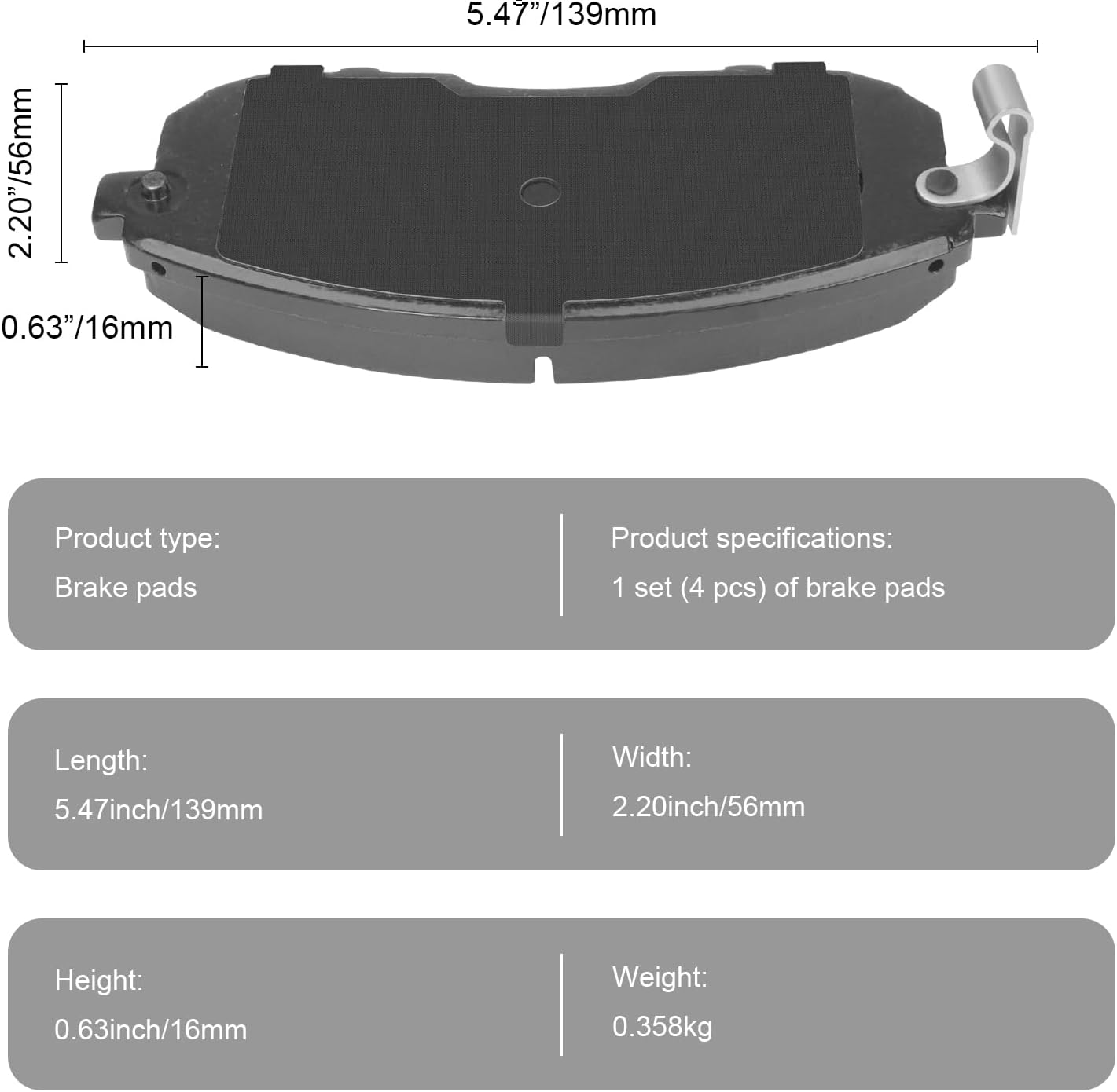 Ceramic Front Brake Pads Set Compatible with Nissan Altima/Cube/Juke/Sentra/Maxima/Versa/ 350Z,For INFINITI G35/ I35/ I30,For 2009-2014 Suzuki SX4/2012 SX4 Crossover(HZ815)