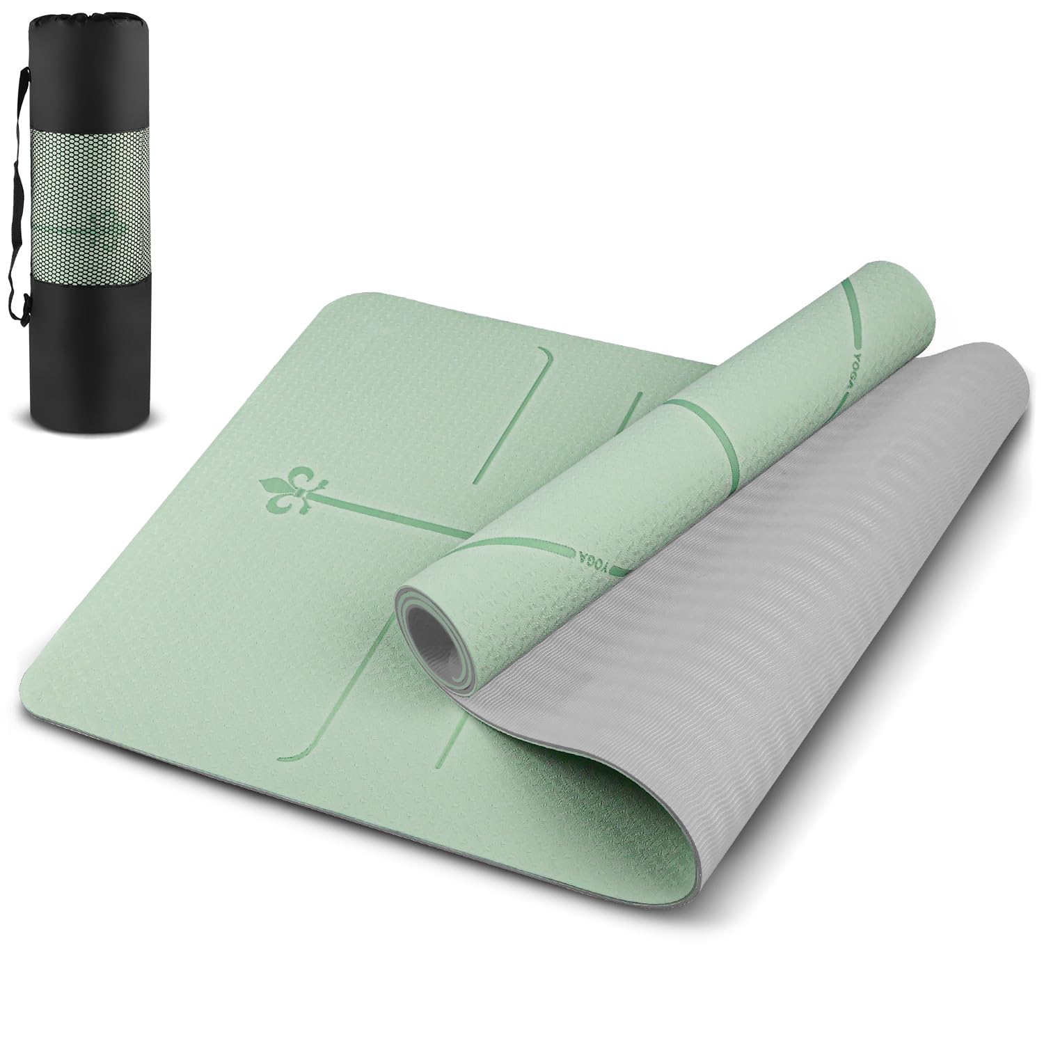 Gavzrt Tapete de Yoga 6 mm de Espessura, Tapete de Yoga Antiderrapante Pilates, Tapete Ioga de TPE, 183 x 61 cm x 6 mm