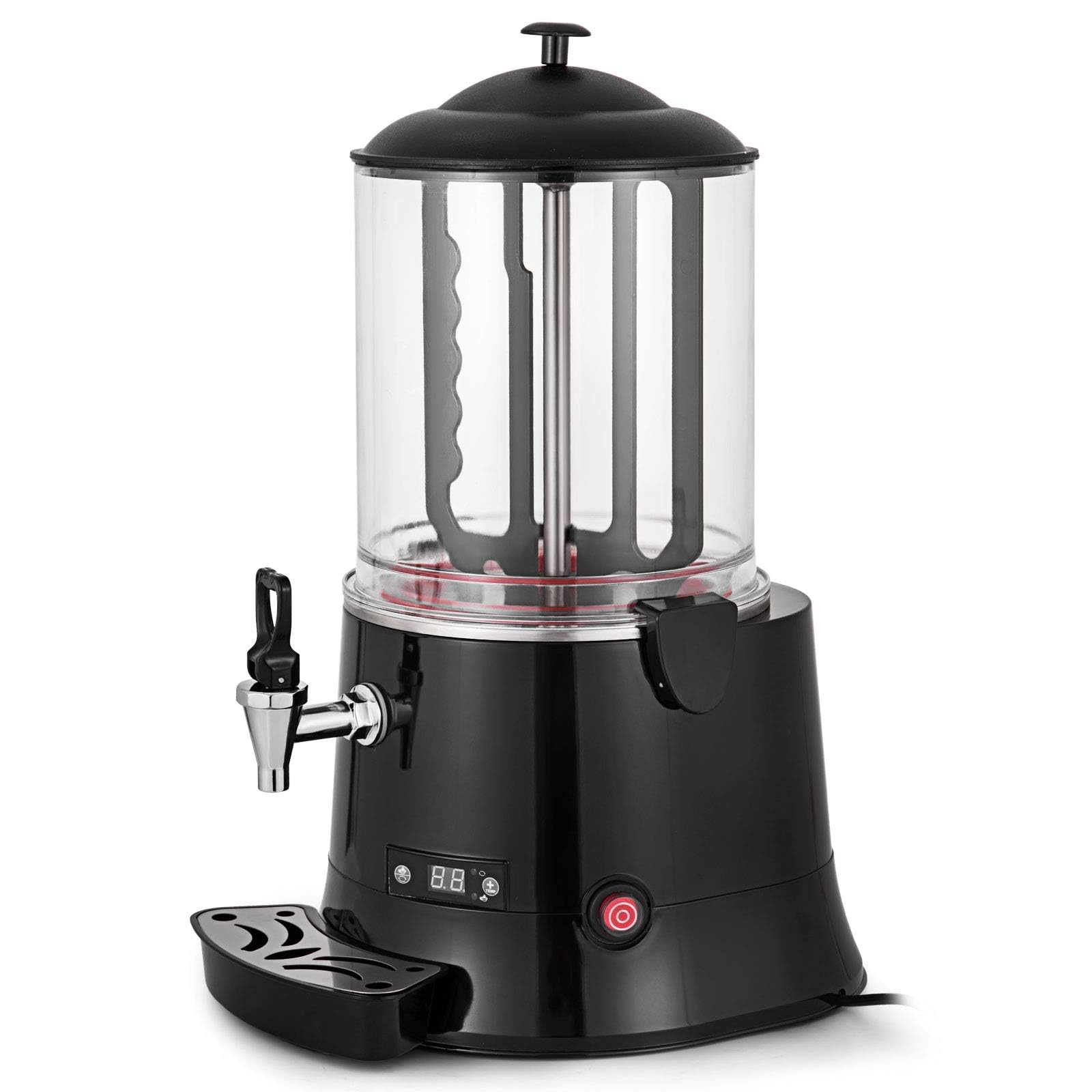 VEVOR Machine à Chocolat Chaud 10L Distributeur Chocolat Chaud Professionnel 400W Chocolatière Pro 30-90℃ Distributeur LED avec Plateau Égouttoir pour Boisson Chaude Café Lait Soja Maison Restaurant