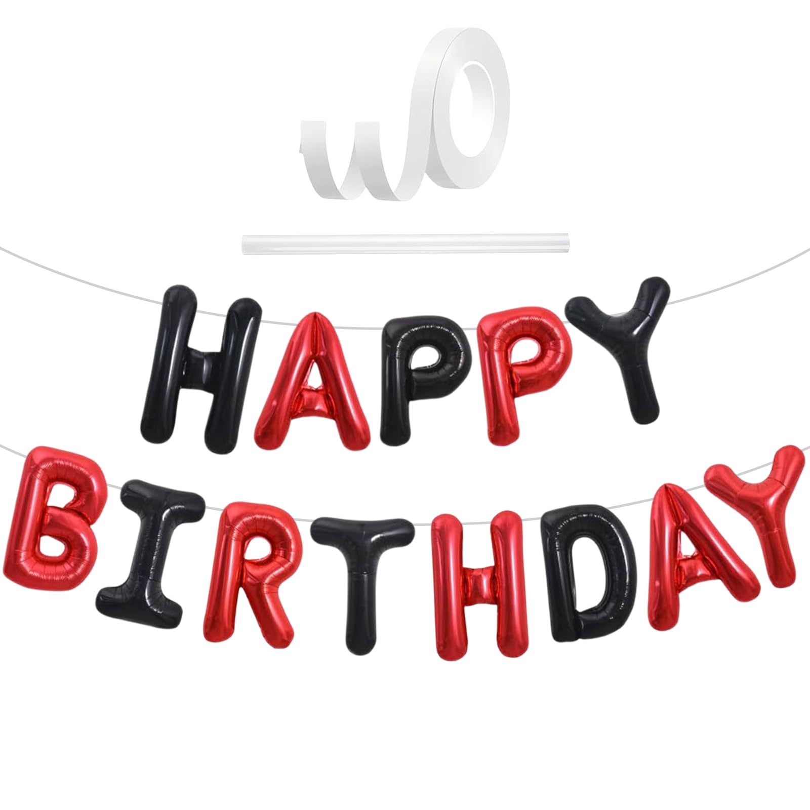 Happy Birthday Balloons Banner Cream Black Red, 16 Inch Happy Birthday Letter Balloons, Black Red Gold Foil Balloon Banner Decorations, Party Supplies Decorations For Kids & Adults