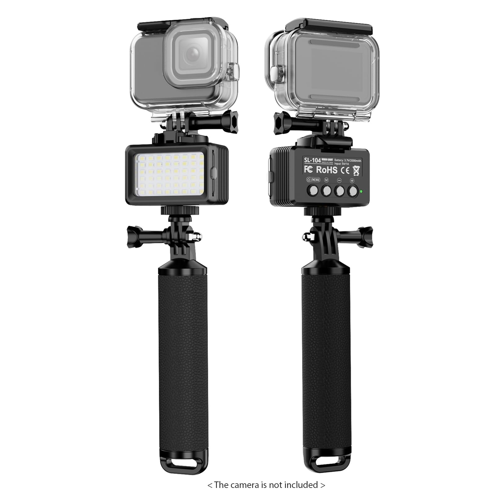 Aoresac Kit Luce Subacquea a LED Impermeabile 40M Kit Luce Subacquea 5W 2700-5600K Batteria Incorporata 7 Effetti Scena con Bastone Galleggiante, per la Registrazione Video