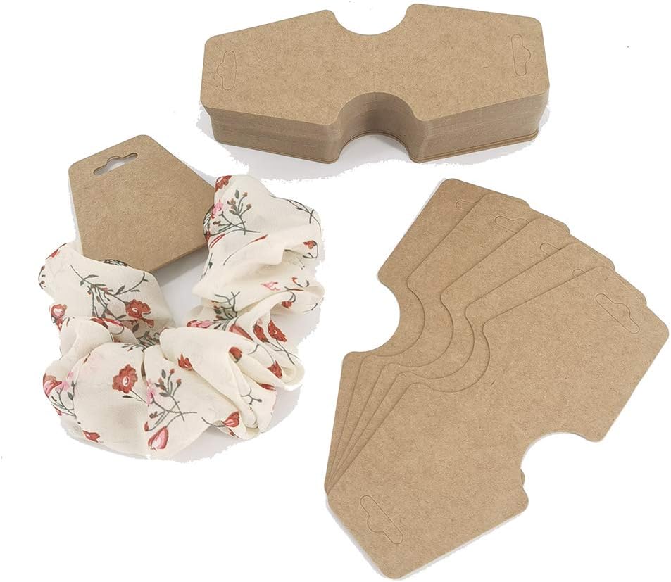 HUAPRINT Necklace Card holder(Brown,200 Pack)-Kraft Paper Bracelet Display card-Jewelry hanging tags-Jewelry Display Card for Anklet,Hairband,Hair Ties,Choker,Key Ring
