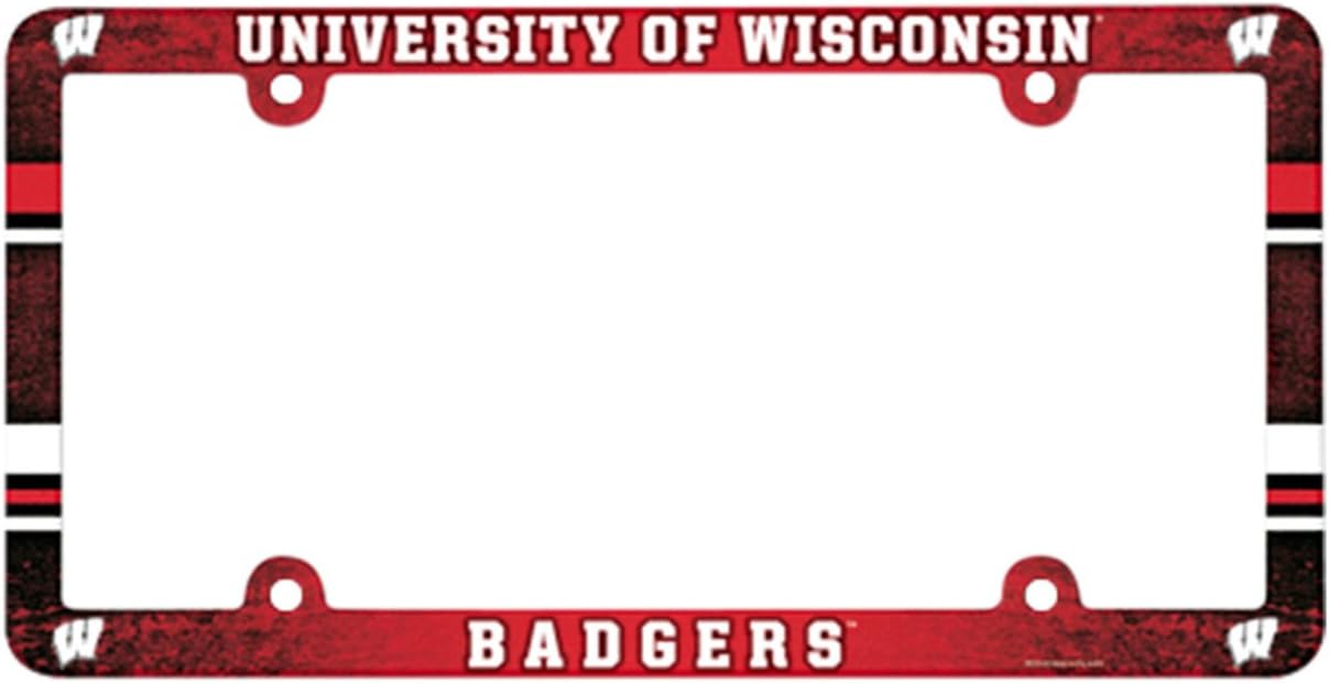 NCAA Wisconsin Badgers Full Color License Plate Frame, Team Color, One Size - Image 2