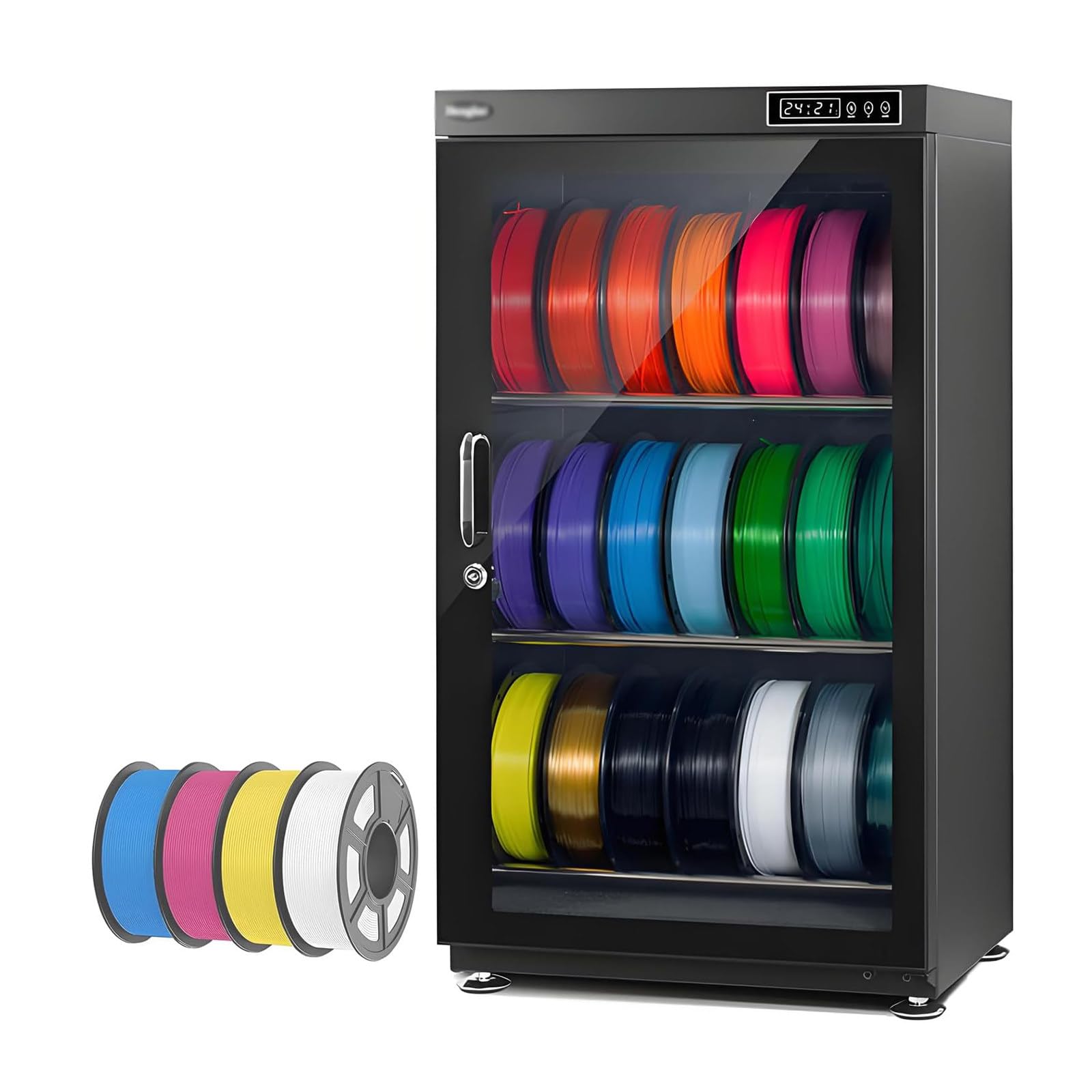 Pudełko Przechowywania Filamentów Drukarek 3d, Duże, Hermetyczne I Suche Pudełko Z Kontrolą Wilgotności (20%-25% Rh), Ze Stopu Aluminium Do Materiałów Pla/Abs/Petg 115L