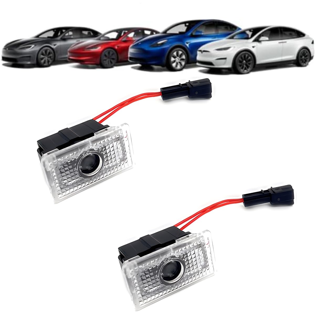 2pcs Door Lights Logo Projector Courtesy Welcome 3D Shadow Light Never Fade Compatible with Tesla 2018-2024 Model 3/2020-2024 Model Y/2016-2024 Model X Car Accessories (T-esla Shadow)