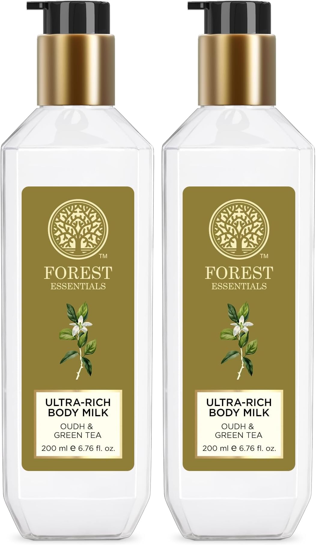Forest Essentials Ultra-Rich Body Milk Oudh & Green Tea | Natural Moisturizing Body Lotion For Instant Hydration | Ayurvedic Body Moisturizer, Paraben Free| For Women & Men | 200 ml (Pack of 2)-image-36