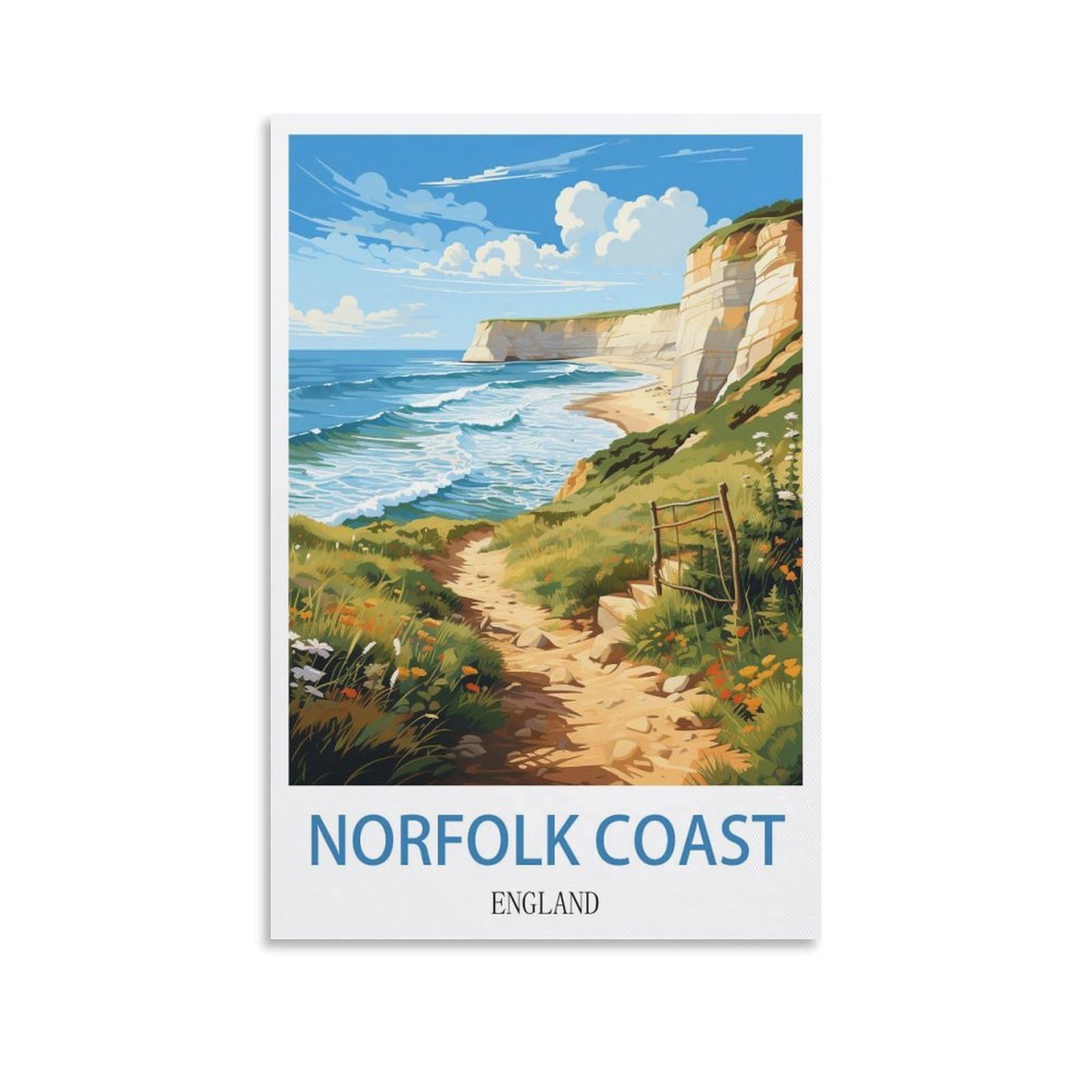 EZMLFA DIY Diamond Painting,Norfolk Coast England 5D Landscape Diamond Painting Kits for Adult, Gem Art Crystal Art Kits for Adults, for Home Wall 50x60cm