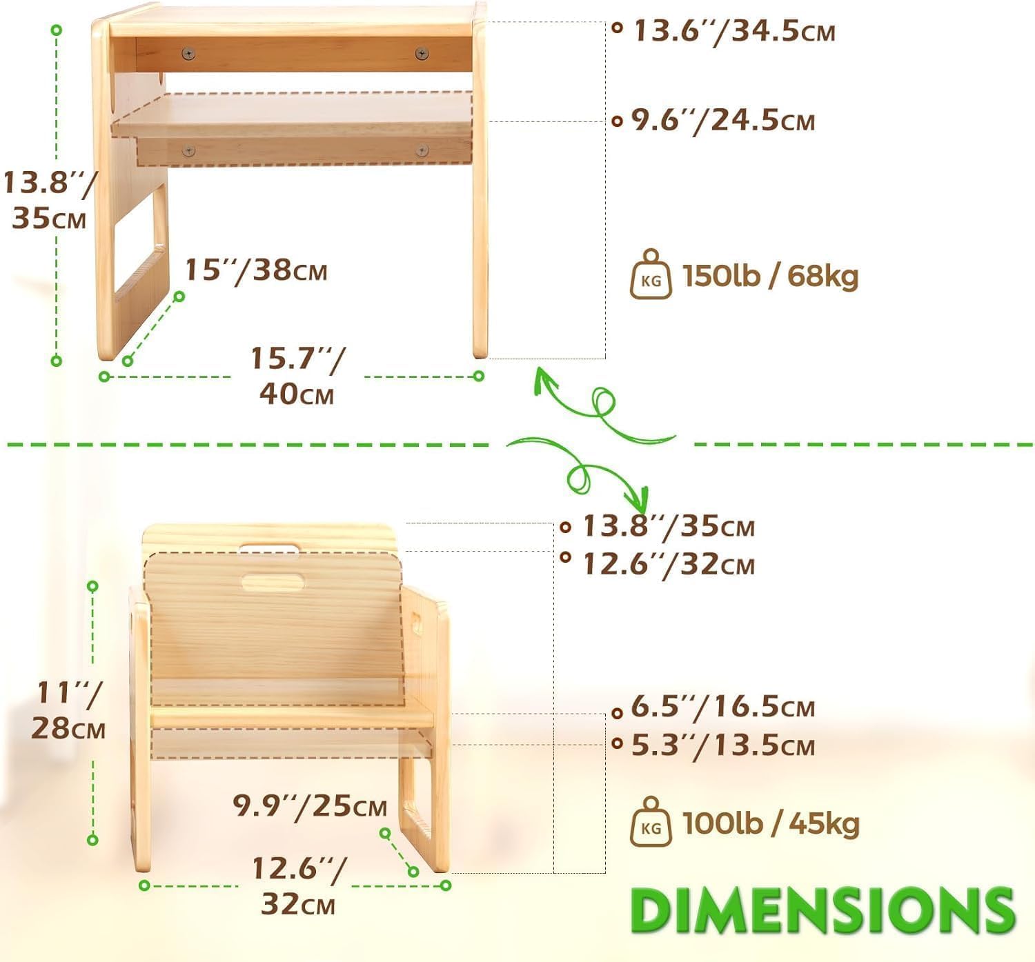 FUNLIO Ensemble Table et Chaise Montessori pour bébés de 1 à 3 Ans. Table et Chaise Ajustables en Hauteur pour la Lecture, Les Repas et Le Jeu. Facile à Assembler, certifié CPC