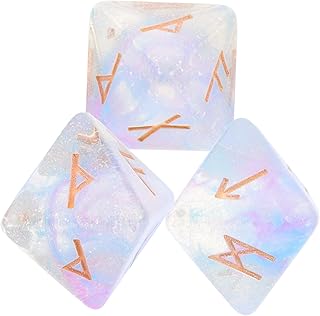 HONMEET 3 Pçs Dados De Runa Decoração De Vidro Dados Coloridos Decoração De Vitrais Dados De Festa Adereços De Dados De Jogo Dados Astrológicos Adereços De Jogo De Runa Dados De Resina