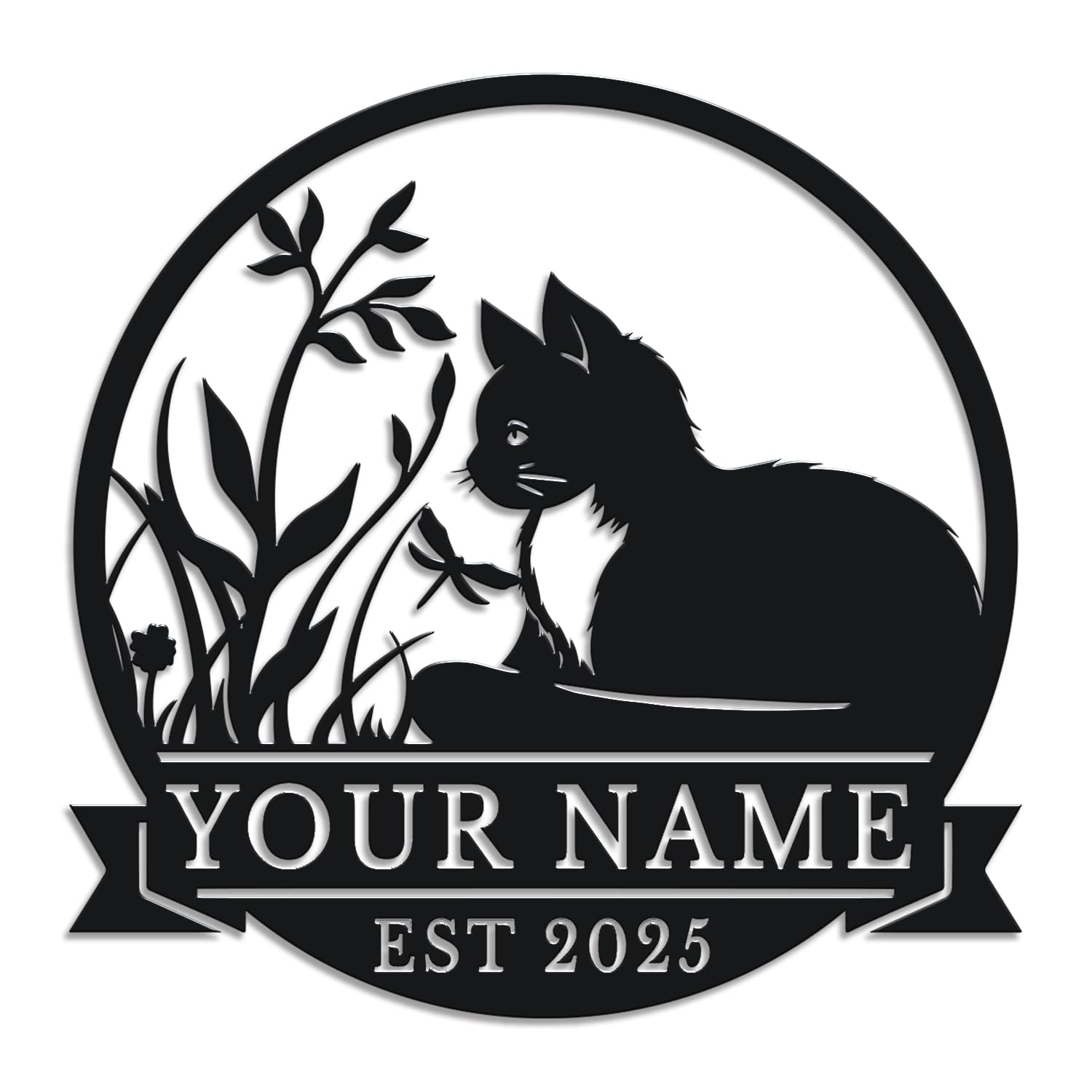 Herbraa Style-4 Personalized Cat Metal Sign, Custom Name Pet Wall Art, Cat Lover Gift, Indoor Home Decor, Memorial Remembrance Plaque, Garden Accent (Style-4)